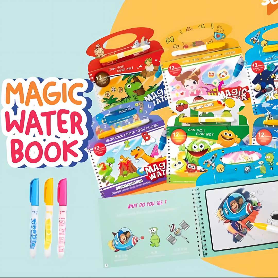 Magic Water Spiral Book with Brush Pen l Reusable l Contains 1 Book & 1 Pen