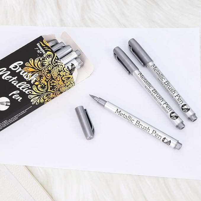 Metallic Brush Pen Silver Gn550B-Sr | INKARTO | Contains 1 pen