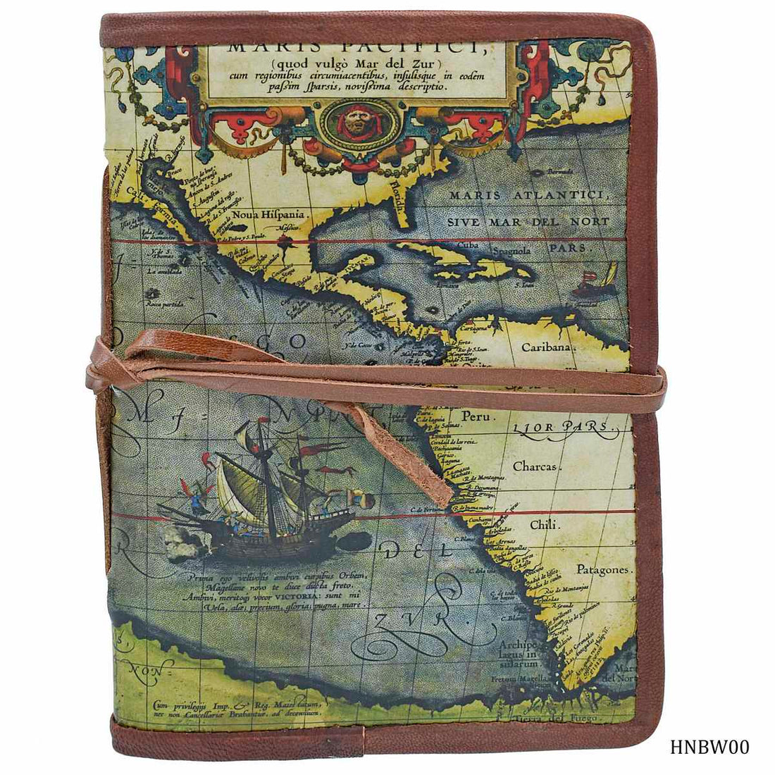 Handmade Note Book World Map Leather Pipin HNBW00