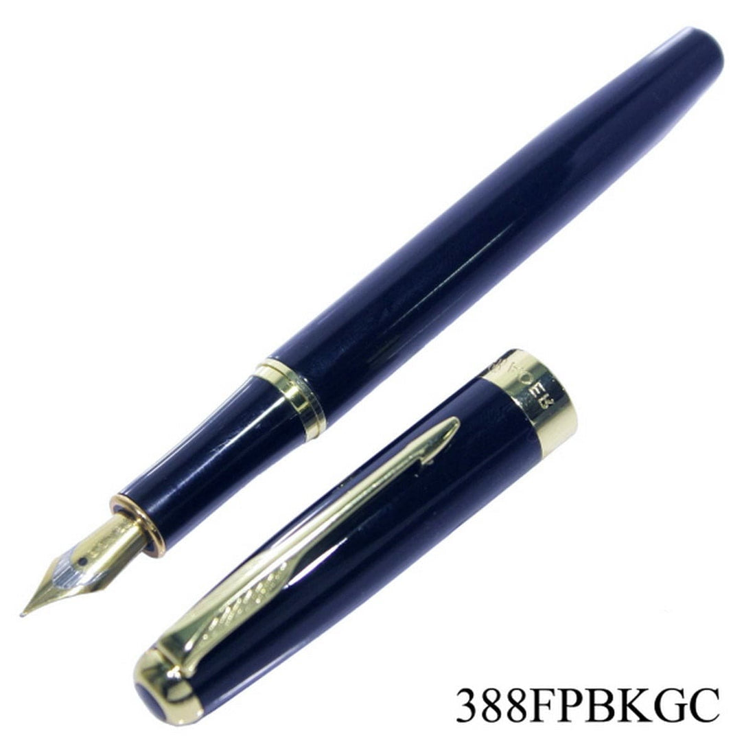 jags-mumbai Fountain pens "Elegant Fountain Pen with Black Finish and Golden Clip - 388FPBKGC"