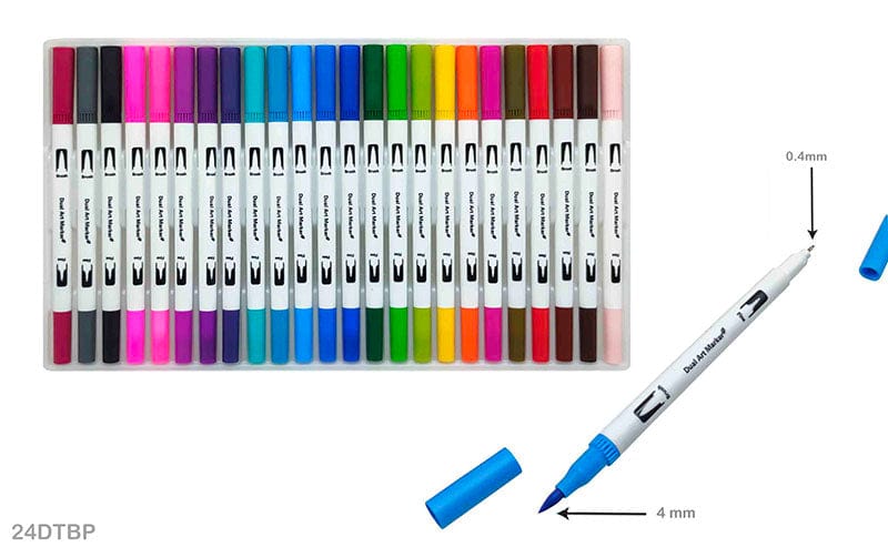 MG Traders Mandala & Art Pens Dual Tip Brush Pen 24 Color Set (24Dtbp)
