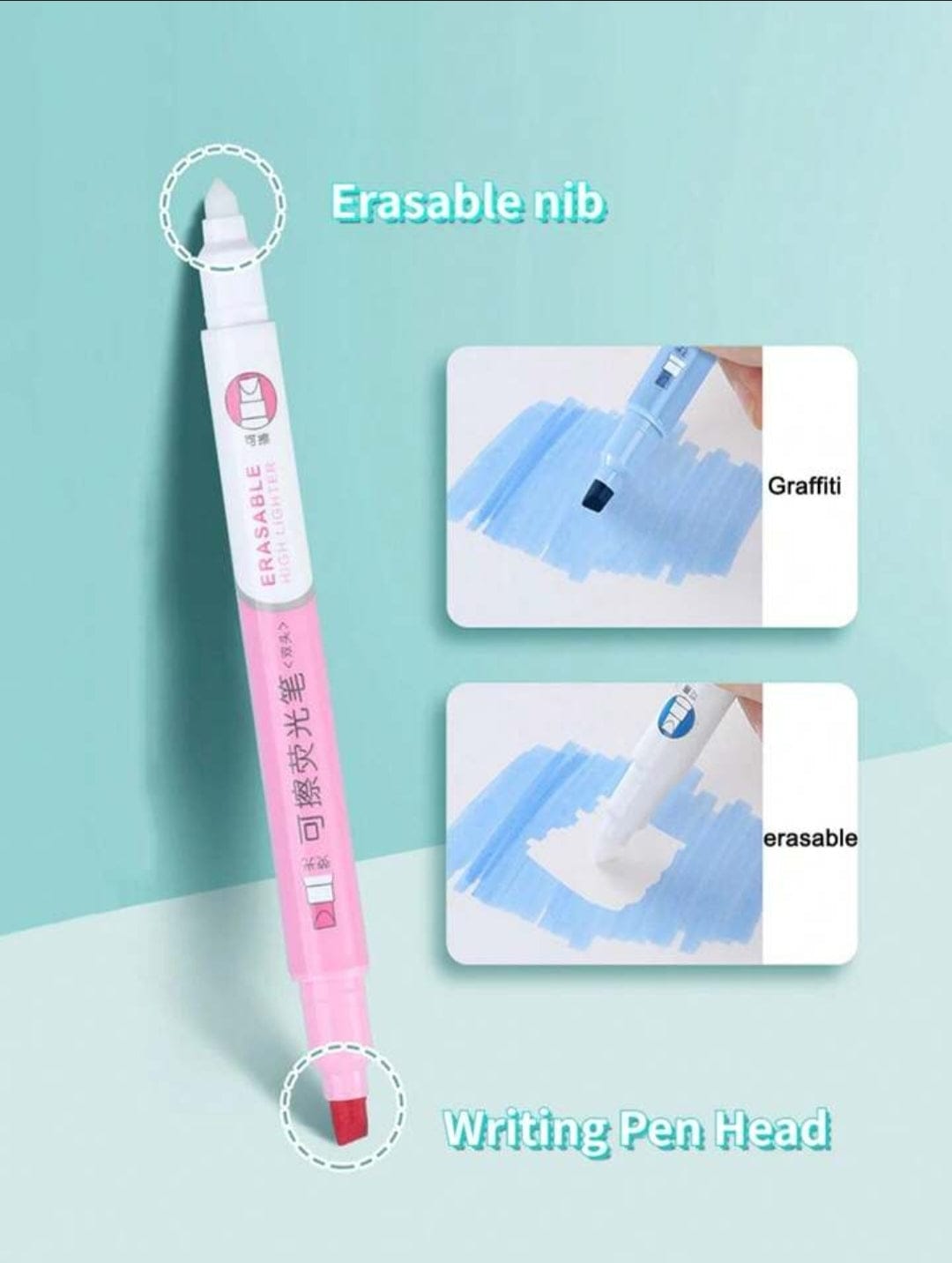 Erasable Pastel highlighter by twin for projects and journaling l Pack of 6 highlighters