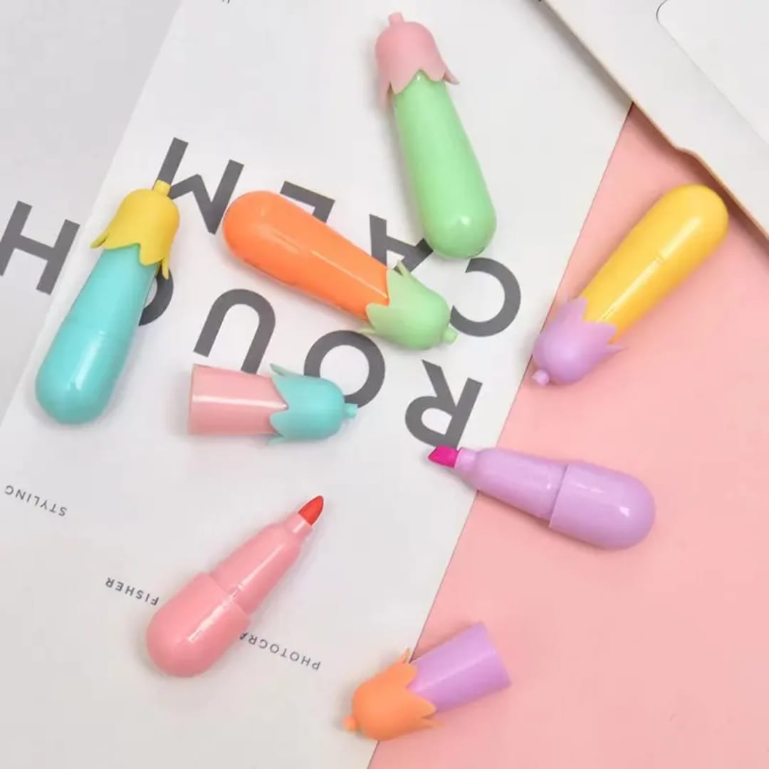 (Buy one Get one Free) Pastel Color Carrot shaped highlighter l Pack of 6 highlighter