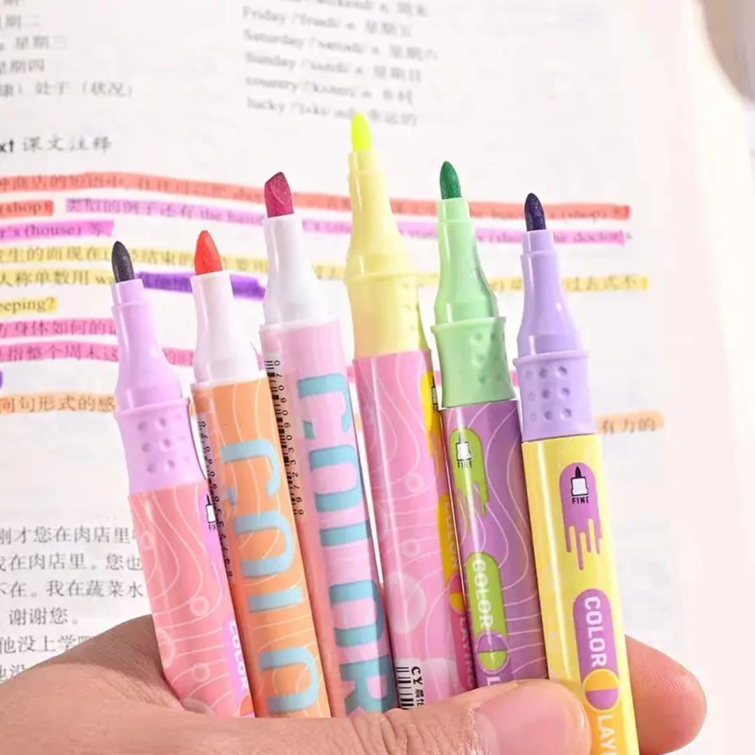 (Buy one Get one Free) Pastel Color highlighter l Pack of 6 highlighter
